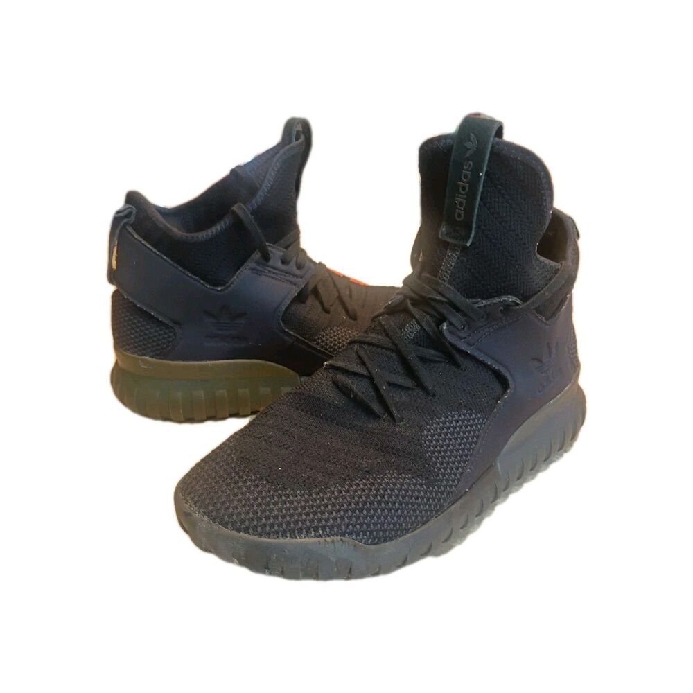 Adidas Tubular X Triple Black 3M Reflective Mid Top Sneakers Yeezy | Size 10.5